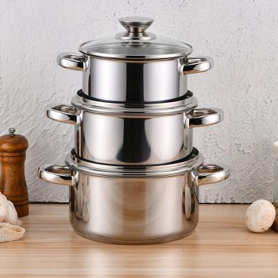 China Sustainable Wholesale Kitchenware 6 Pcs Stainless Pot Cookware Set Cooking Cooking Pot Set Cookware Cooking Pot Set for sale