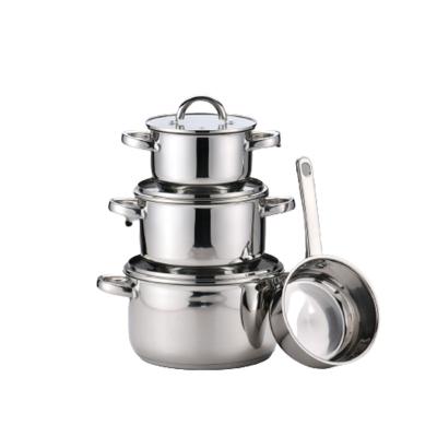 China Modern Kitchen Ware Supplier 7 Pcs Caserole Set Cooking Pots Caserole Set Cooking Pots Stainless Steel Cookware for sale