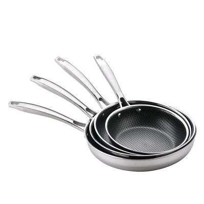 China Sustainable 3-Layer Frying Pan 20/24/26/28Cm Nonstick Cooking Pots Stainless Steel Cooking Pot Pots for sale