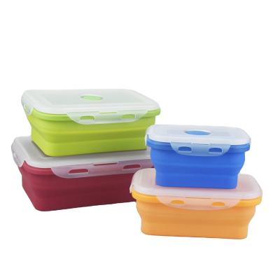 China Freshness Preservation Foldable Silicone Folding Bowl Bpa Free Kitchen Collapsible Silicone Storage Food Containers Kids Bento Lunch Box for sale