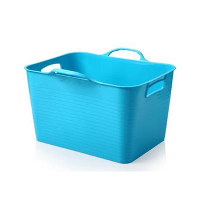 China Hot Selling Large Debris Storage QH7-1305 Household Storage Basket Household Dirty Plastic Laundry Hamper With Handle for sale