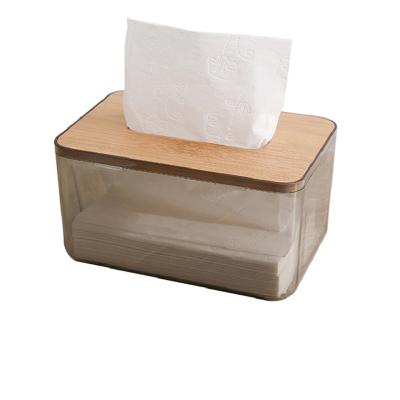 China Hot Sale Manufacturer QH8-M1 Viable Transparent Square Wooden Tissue Box Cover Acrylic Napkin Box for sale