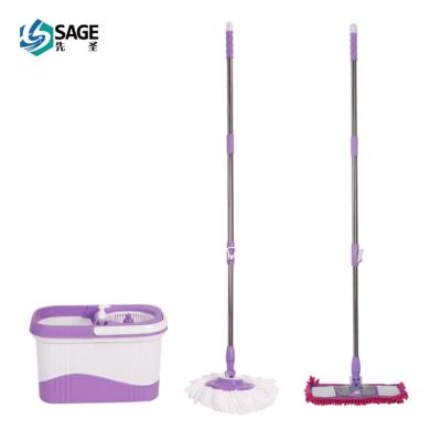 China Sustainable Good God Broom Series Two Sets Of Broom Spare Bucket Set Around Head And Square Head Wipe Dual Use Sage for sale