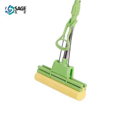 China Good Quality Sponge Stainless Steel Tube Double Rollers Floor Standing Broom Pva Hand-Washing Cleaning Mop for sale