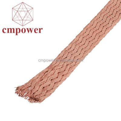 China CM POWER 4MM2 Underground Flat Bare Copper Braided Ground Wire for sale