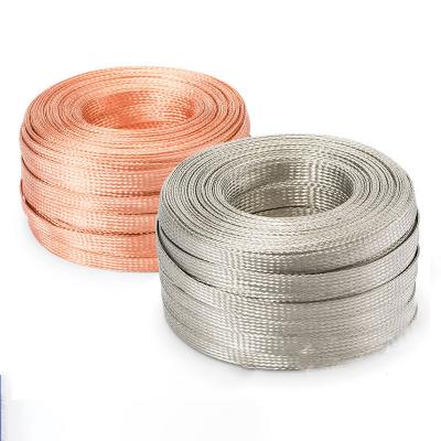 China Underground Professional Manufacturer Braided Bare Copper Wire 25mm Braid Flat Tinned Cable for sale