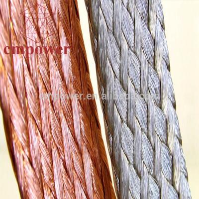 China Underground Silver Plated Copper Braid Cable Flat Tinned Braided Ground Wire for sale