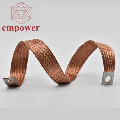 China Ground 100a Braided Copper Thermal Straps Ground Bus Flexible Copper Grounding Strap for sale