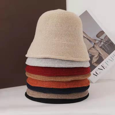 China Custom Korean Suede Wool Bucket Hat Fisherman Hat Female Big Eco-Friendly Blend Overflow Foldable Knitted for sale