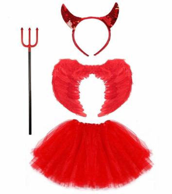 China Eco-Friendly Feather COSTUME Dress Girls Fancy Dress TUTU RED DEVIL Halloween Outfit Party Lot for sale