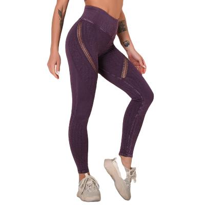 China New Style Cavity Wholesale Breathable Women Fitness Training Yoga Pants Sport Workout Gym Seamless Leggings for sale