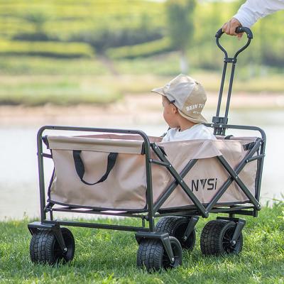 China Shopping Beach Camping Large Capacity Folding Hand Push Cart Outdoor Outdoor Cart With Adjustable Handle for sale