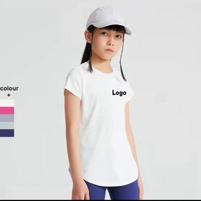 China New summer children's yoga breathable clothes ice-smelling lotus leaf edge short-sleeved quick-drying seamless running sports shirt for sale