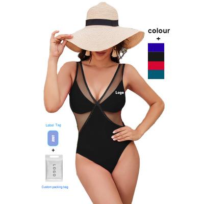 China New Solid Color Breathable Swimsuit Beach Women's Sexy Cavity One Piece Tank Backless Bikini Swimwear for sale