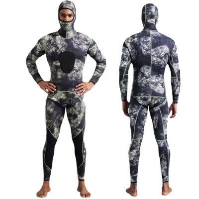 China Professional Camouflage Camouflage Spearfishing Wetsuit Men Antibacterial Neoprene 3mm Custom Two Piece 5mm Long Sleeve for sale