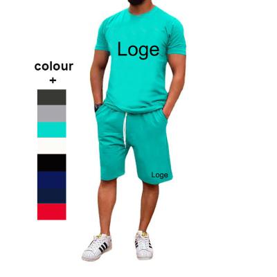 China Summer Men's Clothing Trend Solid Color Breathable Sportswear Running Shorts T-shirt Summer Casual Suit for sale