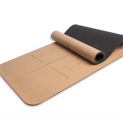 China Custom Logo Hot Selling Portable Cork Rubber Yoga Mat Set Natural Non-slip Premium Quality Home Exercise for sale