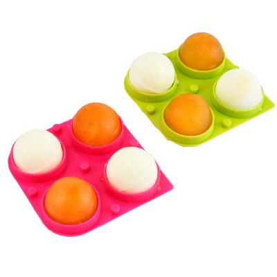 China Viable Homemade Silicone Summer Cream Round Fruit Ice Ball Maker Molds 4 Cavity Hockey Puck With Lids for sale