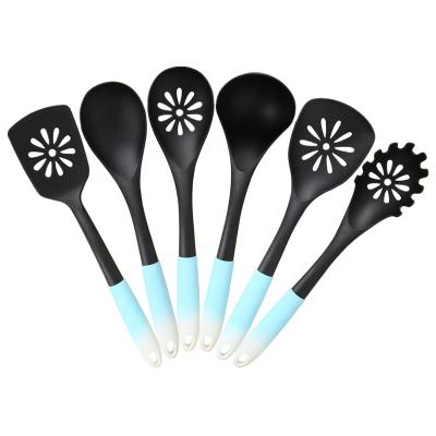 China Wholesale 6pcs Viable Nylon Gradient Factory Cookware Kitchen Accessories Blue Kitchen Utensil Set for sale