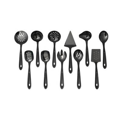 China 2022 New Hot Selling Products Sustainable Easy To Clean Black Stainless Steel Pocket Spoon Cookware Set for sale