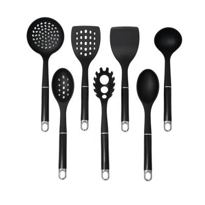 China High quality new design kitchen traditional hot selling nylon utensil set with sliver ring kitchen cookware for sale