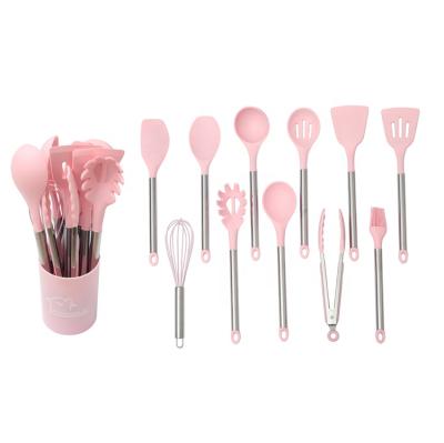 China New Arrival Best PricePink Kitchen Tableware 11Pcs Silicone Kitchen Accessories Set Sustainable Silicone Utensil for sale