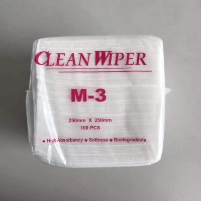 China Sustainable M-3 Series Lint Free Non Woven Wipes Cross Wrap Clean Room Super Hard Cleaning Wipes for sale