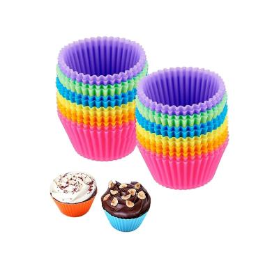 China Food Grade BPA Silicone Cupcake Stand Free Reusable Baking Cups Multicolor Non-Stick Muffin Liners for Party Halloween Christmas for sale