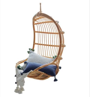 China Modern Garden Furniture Indoor Natural Rattan Single Seat Patio Swings Hanging Egg Chair for sale