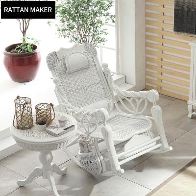 China Spinning Drop Shipping Luxury Rocking Chair Set Rattan Wicker Chairs For Cafe for sale