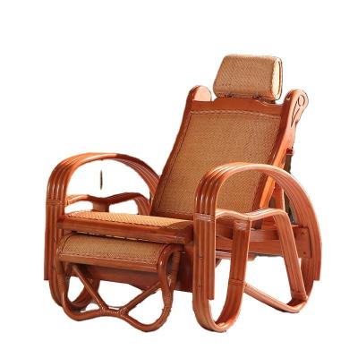 China Reclining Lounge Relax Rattan Cane Recliner Lounge Chair With Footstool for sale