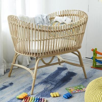 China Modern Natural Wicker Handwoven Rattan Handwoven Hot Sale Newborn Crib Crib Newborn Baby Crib for sale