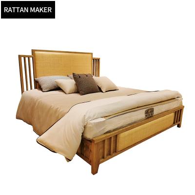 China ASH Luxury Special Hot Selling Wooden Furniture King Size Solid Bed Soft Bed Home Solid Bed Rattan Sofa (Other) Wooden Frame Adjustable for sale