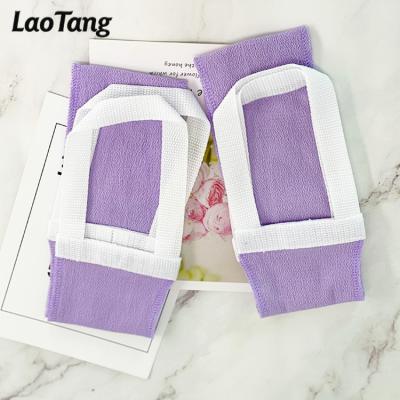 China EXFOLIATE 100% Natural Fabric 100% Viscose Color Viscose Long Belt Back Body Protective Purple Back Bath Shower Body Exfoliating Scrubber Brush for sale