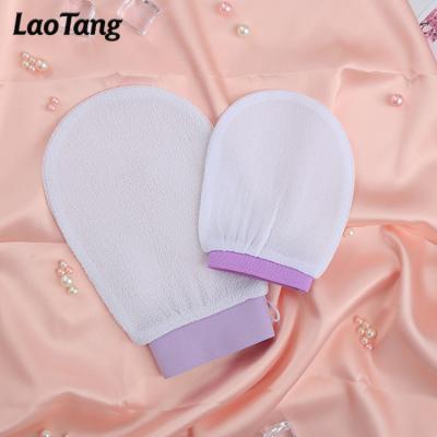 China EXFOLIATE Shipped Within 48 Hours Wholesale Custom Logo SPA Massage Gloves LaoTang Peeling Mitt for sale