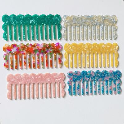 China Factory Wholesale High Quality Shiny Yellow Marble Pattern Cellulose Acetate Girls Hair Comb Set With Wide Tooth For Women for sale