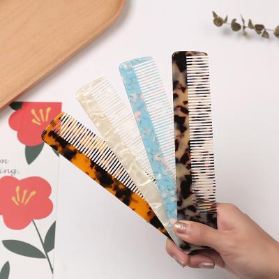 China Korean Design Shell Resin Acrylic Hollow Hair High Quality Girls Hair Comb Marble Pattern Acrylic Acetate Hair Comb for sale