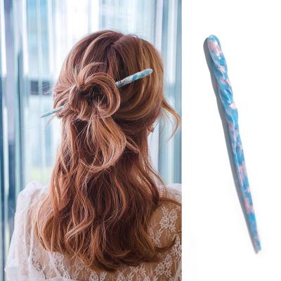 China Fashion Vintage Plastic Hair Sticks Hair Chop Long Sticks Cut Oval Hair Bun Cover With Acetate Sticks For Women for sale