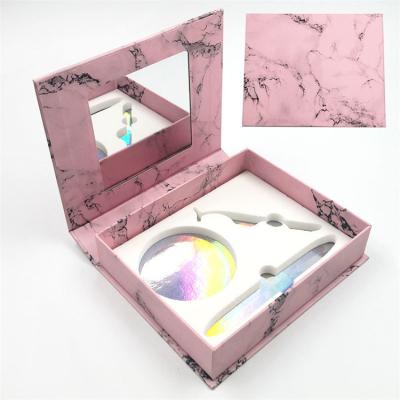 China Long Natural Glitter Lashbox With Mirror Empty Lashcases Custom Lashbook Lashpackaging Lashbox Packaging For Mink Eyelashes 25mm for sale