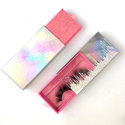 China Wholesale Natural Long Lashpackaging Logo Empty Nude PVC Drawer Custom Eyelash Customized Packaging Box For 3D 25MM Mink Eyelashes for sale