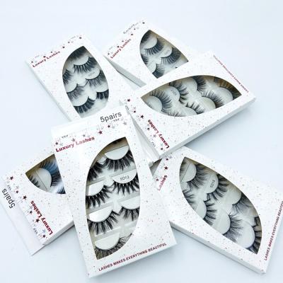 China New Arrivals Natural Long Eyelash Vendor Wholesale 3D Lashes Custom 5 Pairs Full Strip Lashes With White Christmas Lashbook lashbox for sale