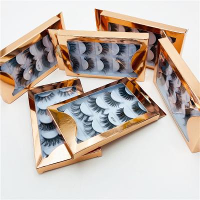 China 15mm Long Natural Mink Lashes Vendor Eyelash Vendor Customized Lashbox Rose Gold Packaging for 5 Pairs Faux Mink Lashes Sets for sale