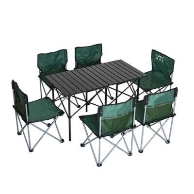 China Industrial Wooden Super Light Folding Camping Table Barbecue Table And Chair Set With for sale