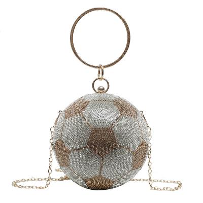 China 2022 Fashion Bling Glitter Gold Football Diamond Chain Evening Purses Handbags Basketball Handbags for sale