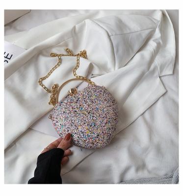 China 2022 Latest Fashion Fashion Girls Heart Shape Purse Cute Sequined Purses Luxury Lady Shoulder Hand Bag For Women for sale