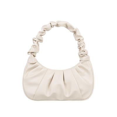 China 2022 Fashion Women Retro Pleated Cloud Bag Designer Pu Leather Wrinkled Handle Armpit Bag Solid Tote Ruched Wild Female Purse Handbags for sale