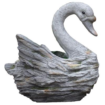 China Europe Swan White Planter Fleshy Flower Pot With Drain Holes Indoor And Outdoor Garden Decoration Ornament for sale