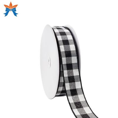 China White cable halloween with black plaid cabled ribbons for sale