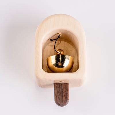 China Wholesale Hot Sale Special Promotion Rustic Shape Walnut Wood Wind Chimes With Brass Bell for sale