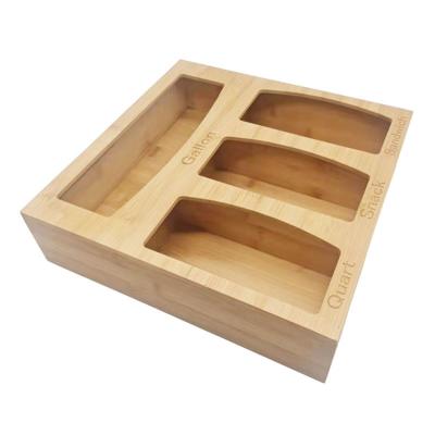 China Wooden Ziplock Organizer Stocked For Drawer Kitchen Accessories Sandwich Bag Organizer / Baggie Holder / Bamboo Storage Bag for sale